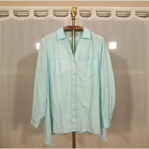 Jones New York Light Blue Linen Blouse